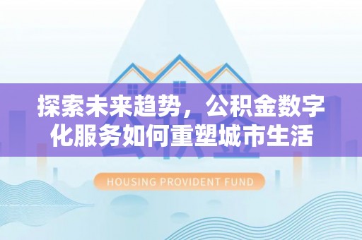 界首探索未来趋势，公积金数字化服务如何重塑城市生活