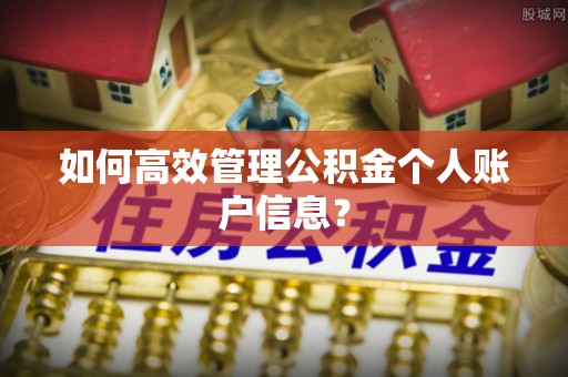 界首如何高效管理公积金个人账户信息？